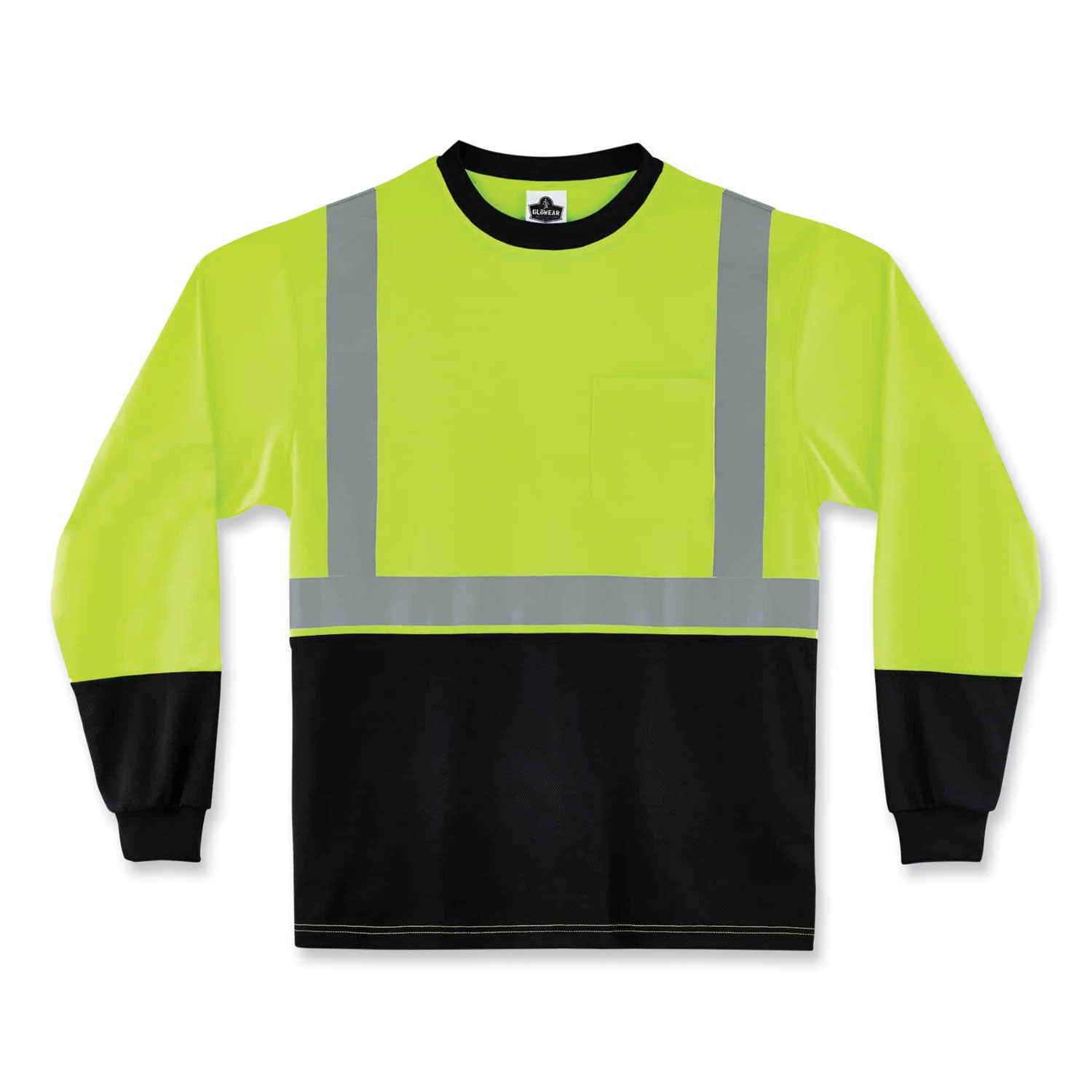 glowear-8291bk-type-r-class-2-black-front-long-sleeve-t-shirt-polyester-2x-large-lime-ships-in-1-3-business-days_ego22706 - 1