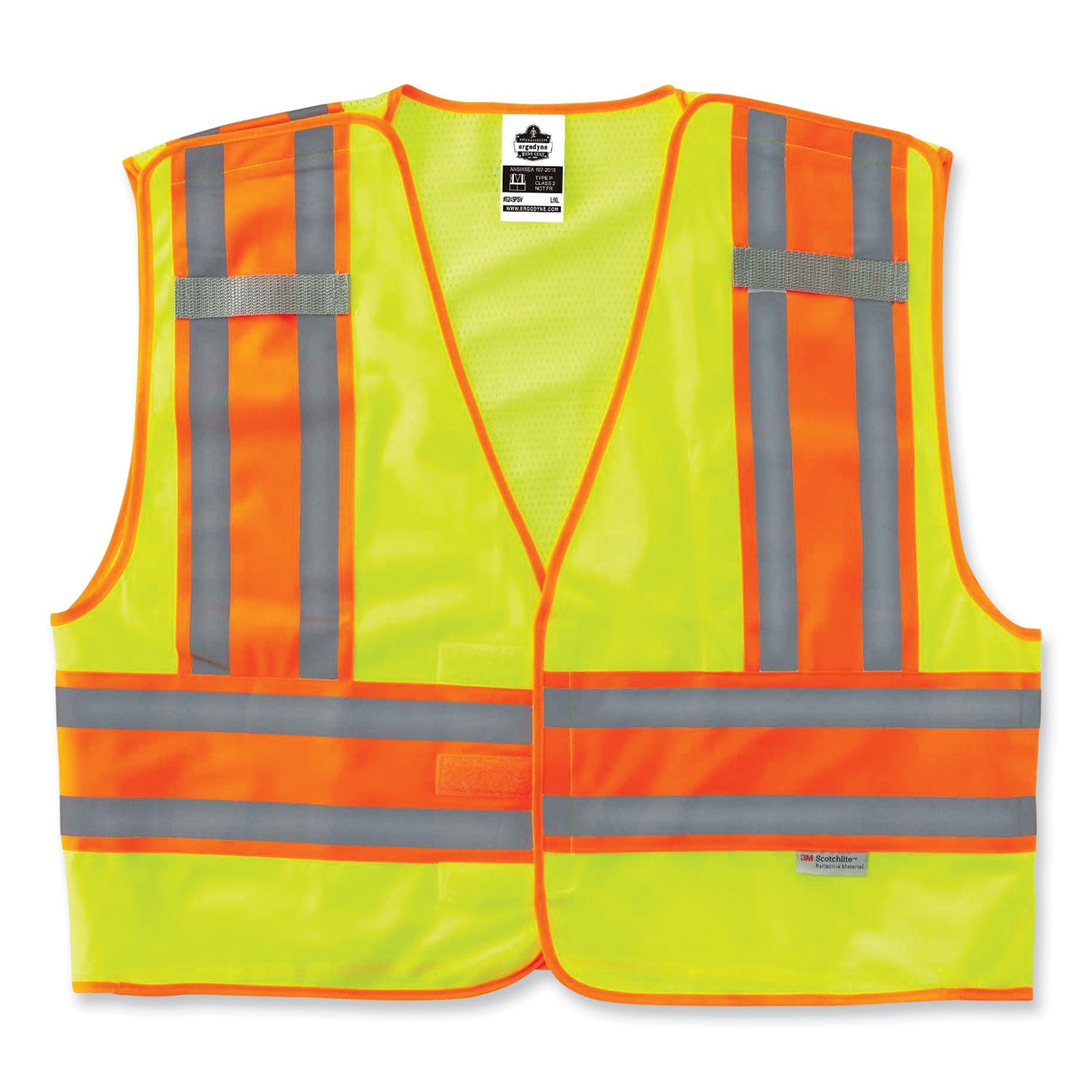 GloWear 8245PSV Class 2 Public Safety Vest, Polyester, Large/X-Large, Lime, Ships in 1-3 Business Days