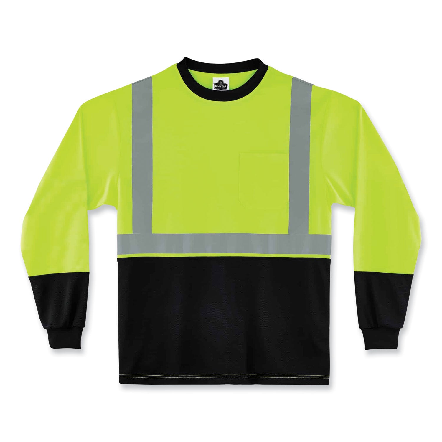 glowear-8291bk-type-r-class-2-black-front-long-sleeve-t-shirt-polyester-small-lime-ships-in-1-3-business-days_ego22702 - 1