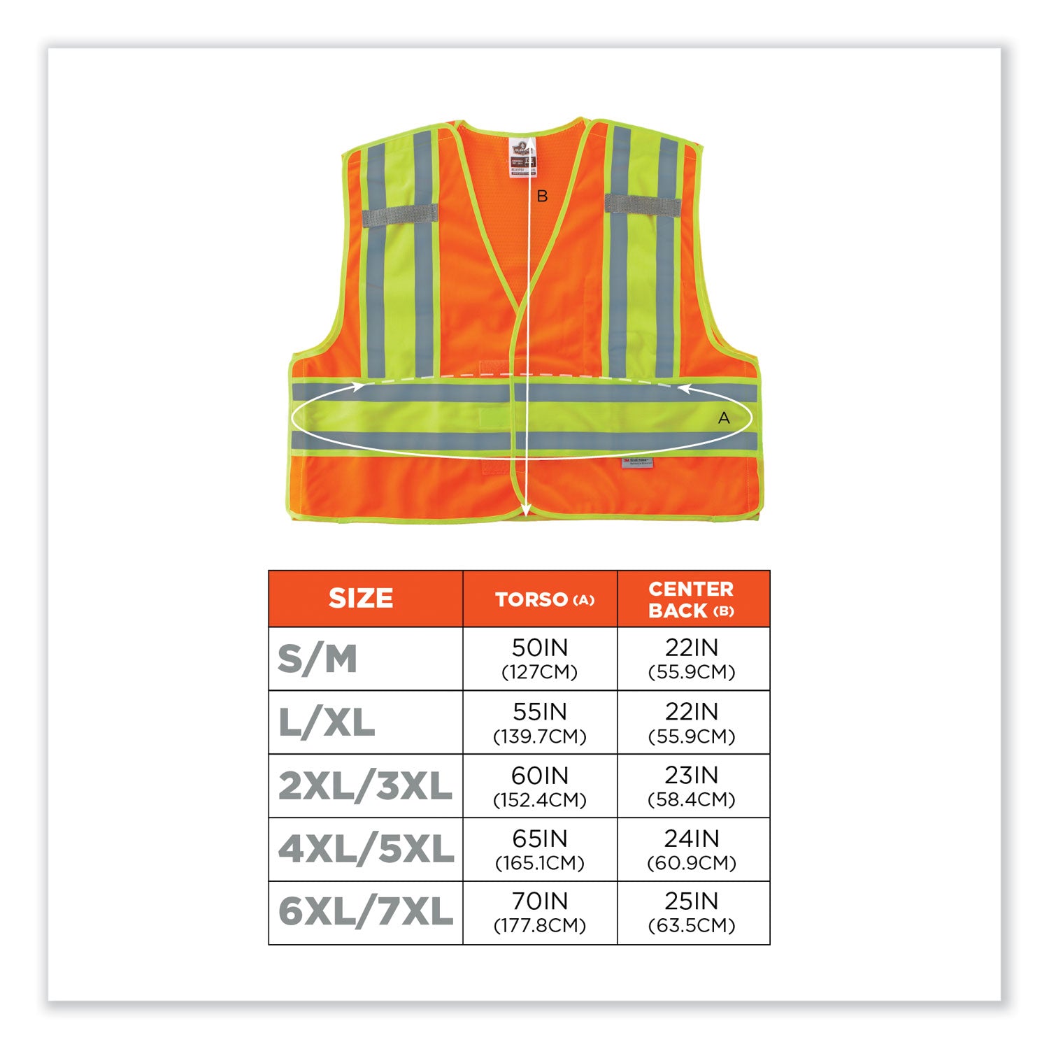 GloWear 8245PSV Class 2 Public Safety Vest, Polyester, 6X-Large/7X-Large, Orange, Ships in 1-3 Business Days