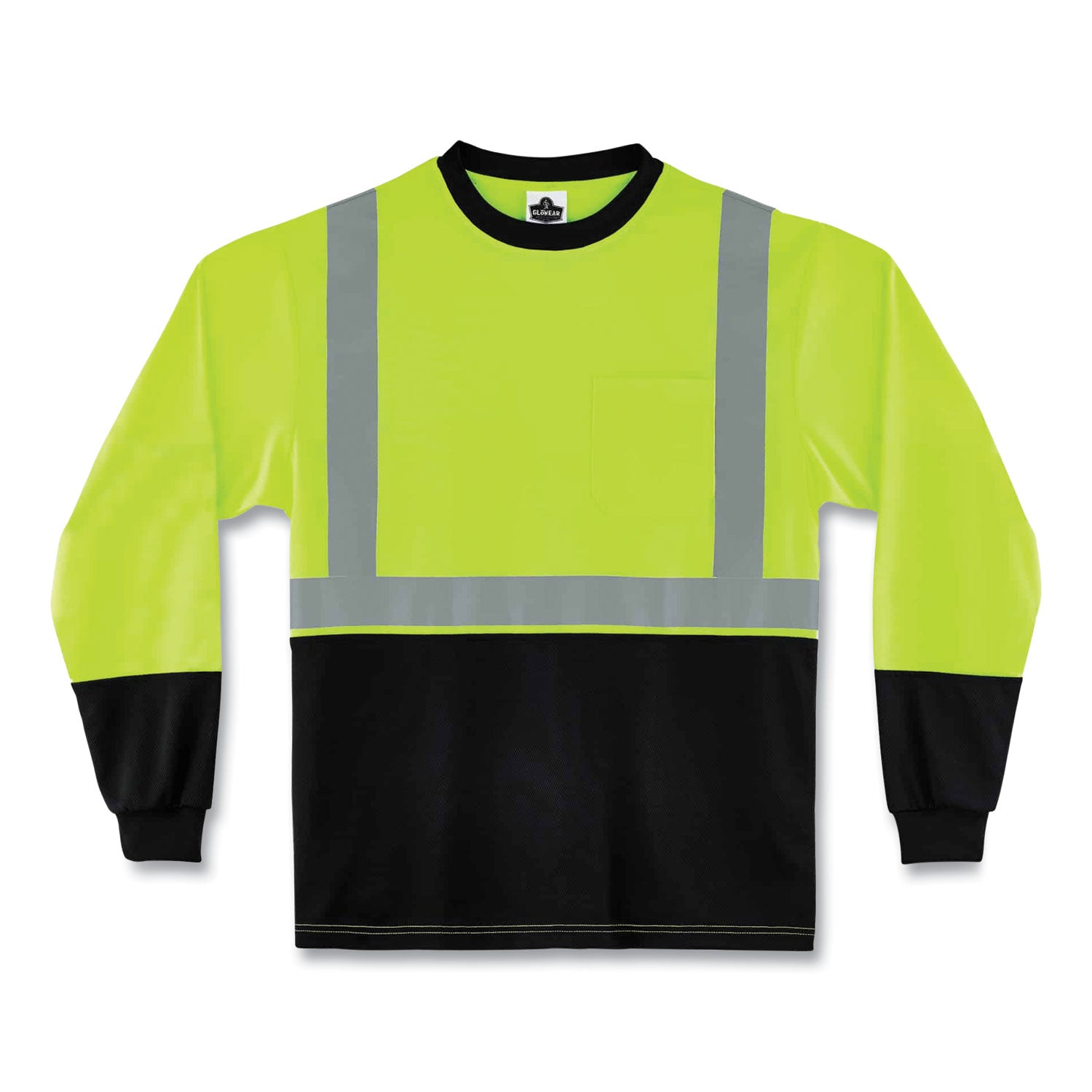 glowear-8291bk-type-r-class-2-black-front-long-sleeve-t-shirt-polyester-large-lime-ships-in-1-3-business-days_ego22704 - 1