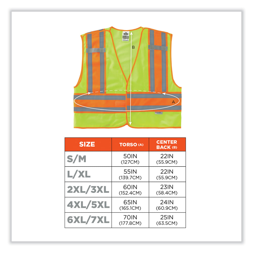 GloWear 8245PSV Class 2 Public Safety Vest, Polyester, 2X-Large/3X-Large, Lime, Ships in 1-3 Business Days