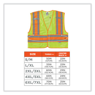 GloWear 8245PSV Class 2 Public Safety Vest, Polyester, 2X-Large/3X-Large, Lime, Ships in 1-3 Business Days