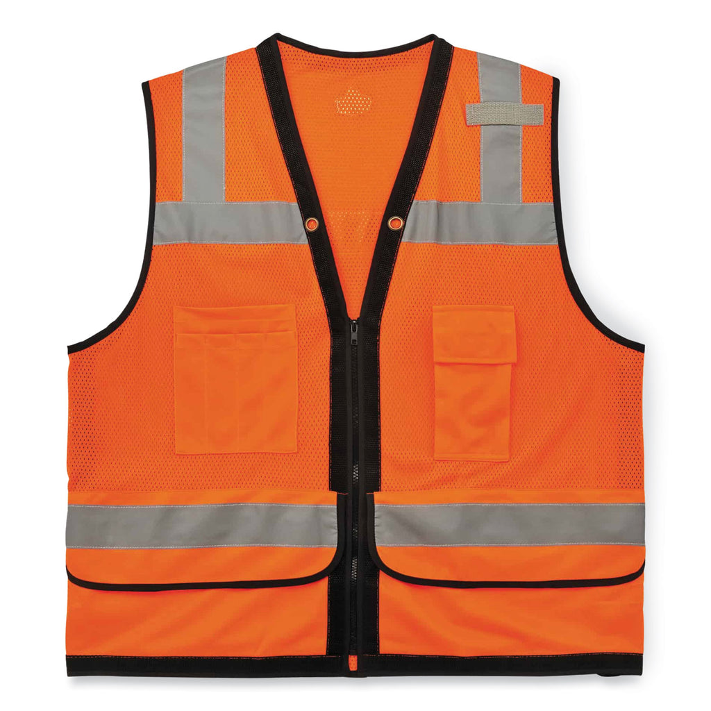 GloWear 8253HDZ Class 2 Heavy-Duty Mesh Surveyors Vest, Polyester, Small/Medium, Orange, Ships in 1-3 Business Days