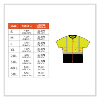 GloWear 8280BK Class 2 Performance T-Shirt with Black Bottom, Polyester, 4X-Large, Lime, Ships in 1-3 Business Days