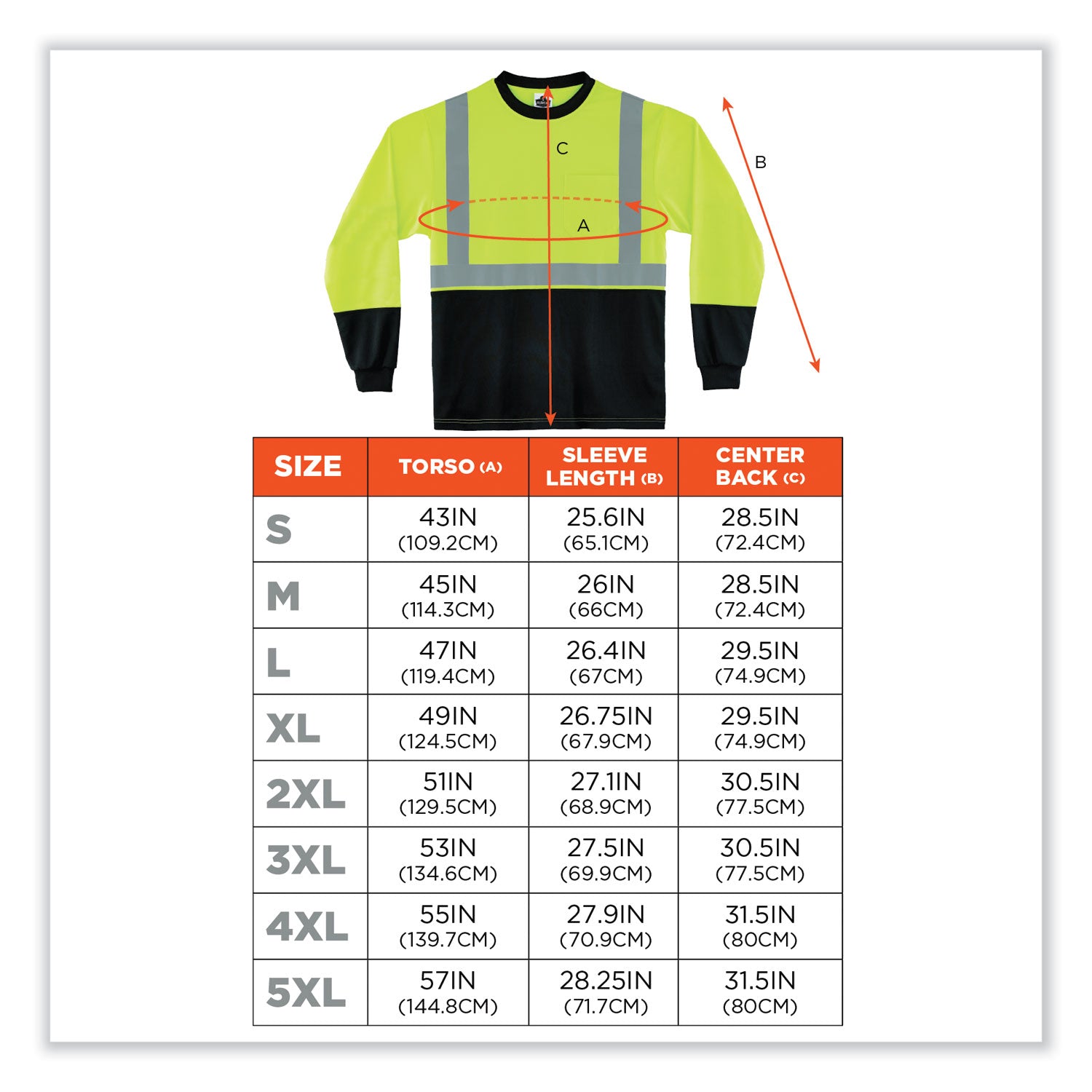 glowear-8291bk-type-r-class-2-black-front-long-sleeve-t-shirt-polyester-x-large-lime-ships-in-1-3-business-days_ego22705 - 3