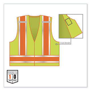 GloWear 8245PSV Class 2 Public Safety Vest, Polyester, Large/X-Large, Lime, Ships in 1-3 Business Days