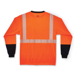 GloWear 8281BK Class 2 Long Sleeve Shirt with Black Bottom, Polyester, X-Large, Orange, Ships in 1-3 Business Days