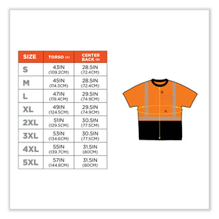GloWear 8280BK Class 2 Performance T-Shirt with Black Bottom, Polyester, X-Large, Orange, Ships in 1-3 Business Days