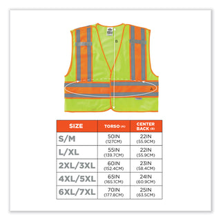 GloWear 8245PSV Class 2 Public Safety Vest, Polyester, Large/X-Large, Lime, Ships in 1-3 Business Days