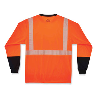 GloWear 8281BK Class 2 Long Sleeve Shirt with Black Bottom, Polyester, 5X-Large, Orange, Ships in 1-3 Business Days