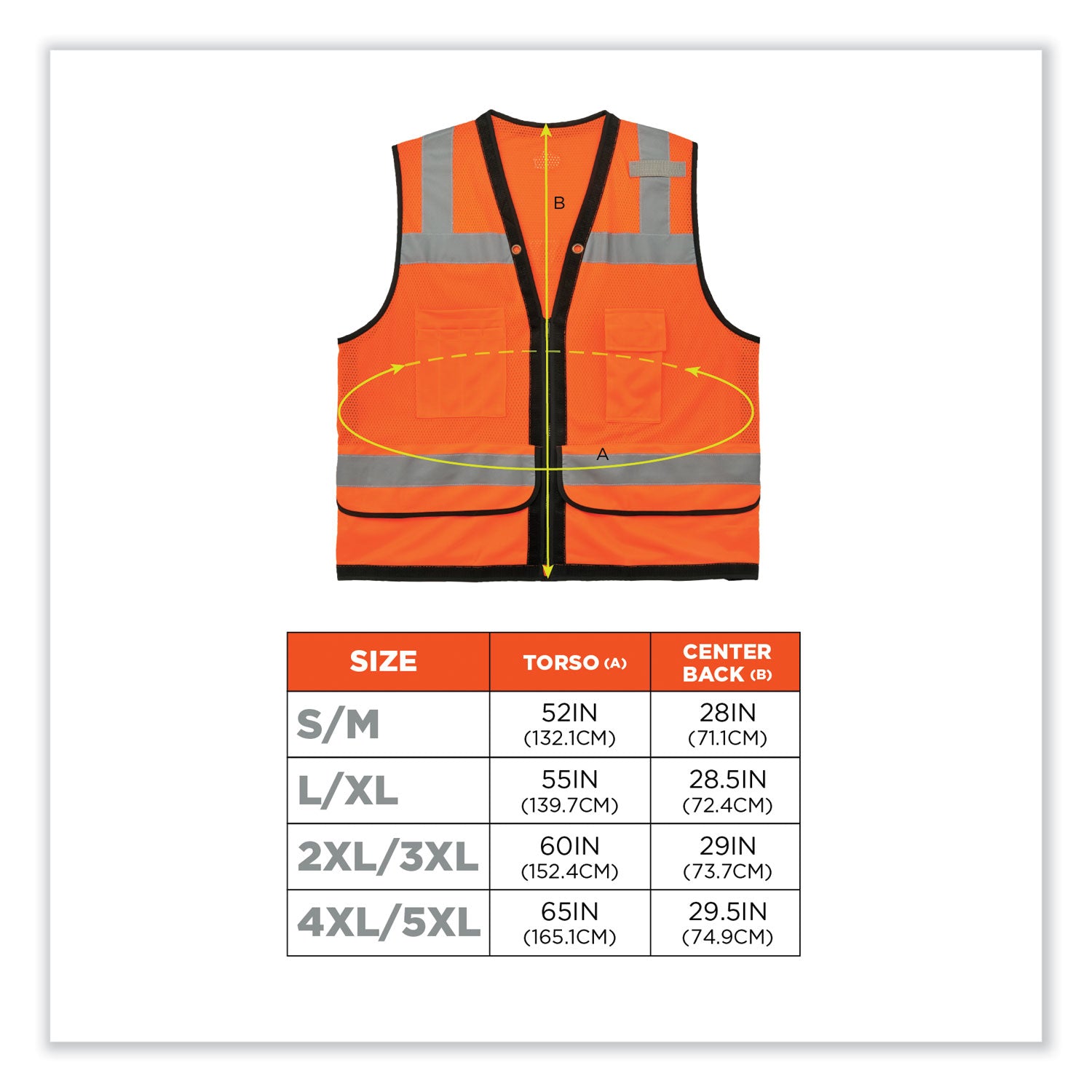 GloWear 8253HDZ Class 2 Heavy-Duty Mesh Surveyors Vest, Polyester, 4X-Large/5X-Large, Orange, Ships in 1-3 Business Days