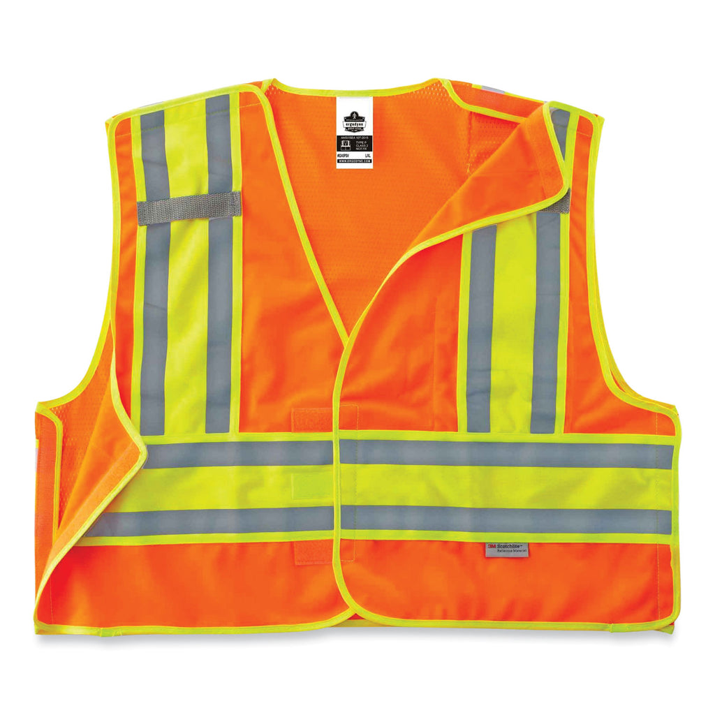 GloWear 8245PSV Class 2 Public Safety Vest, Polyester, 6X-Large/7X-Large, Orange, Ships in 1-3 Business Days