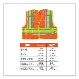 GloWear 8245PSV Class 2 Public Safety Vest, Polyester, 2X-Large/3X-Large, Orange, Ships in 1-3 Business Days