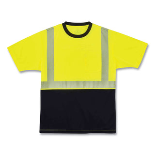 GloWear 8280BK Class 2 Performance T-Shirt with Black Bottom, Polyester, 4X-Large, Lime, Ships in 1-3 Business Days