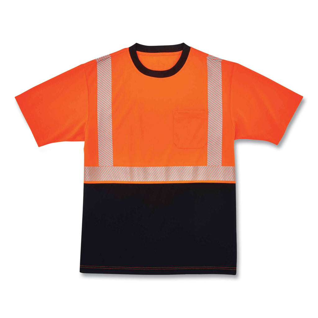GloWear 8280BK Class 2 Performance T-Shirt with Black Bottom, Polyester, 3X-Large, Orange, Ships in 1-3 Business Days