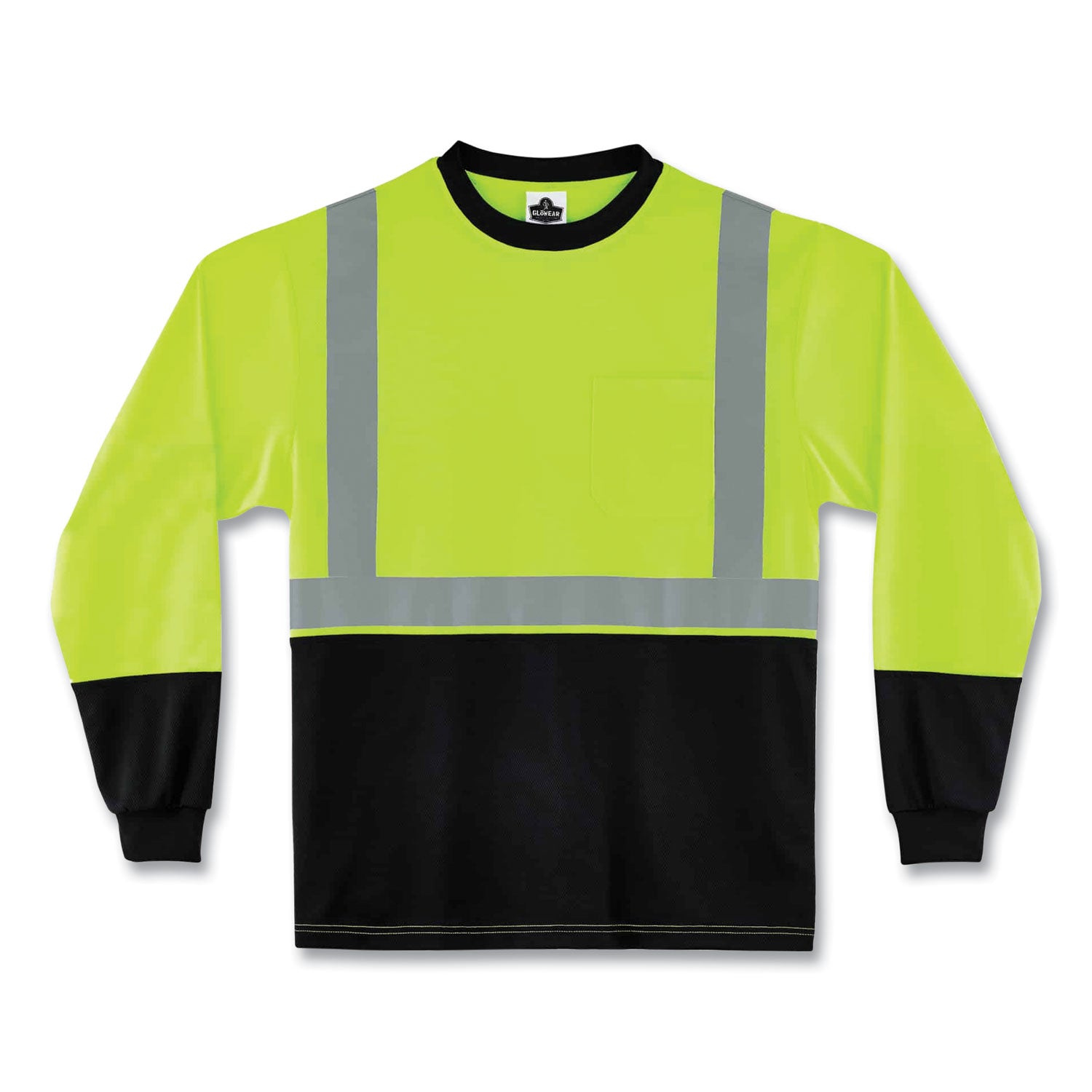 glowear-8291bk-type-r-class-2-black-front-long-sleeve-t-shirt-polyester-5x-large-lime-ships-in-1-3-business-days_ego22709 - 1