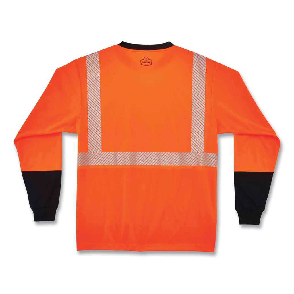 GloWear 8281BK Class 2 Long Sleeve Shirt with Black Bottom, Polyester, Medium, Orange, Ships in 1-3 Business Days