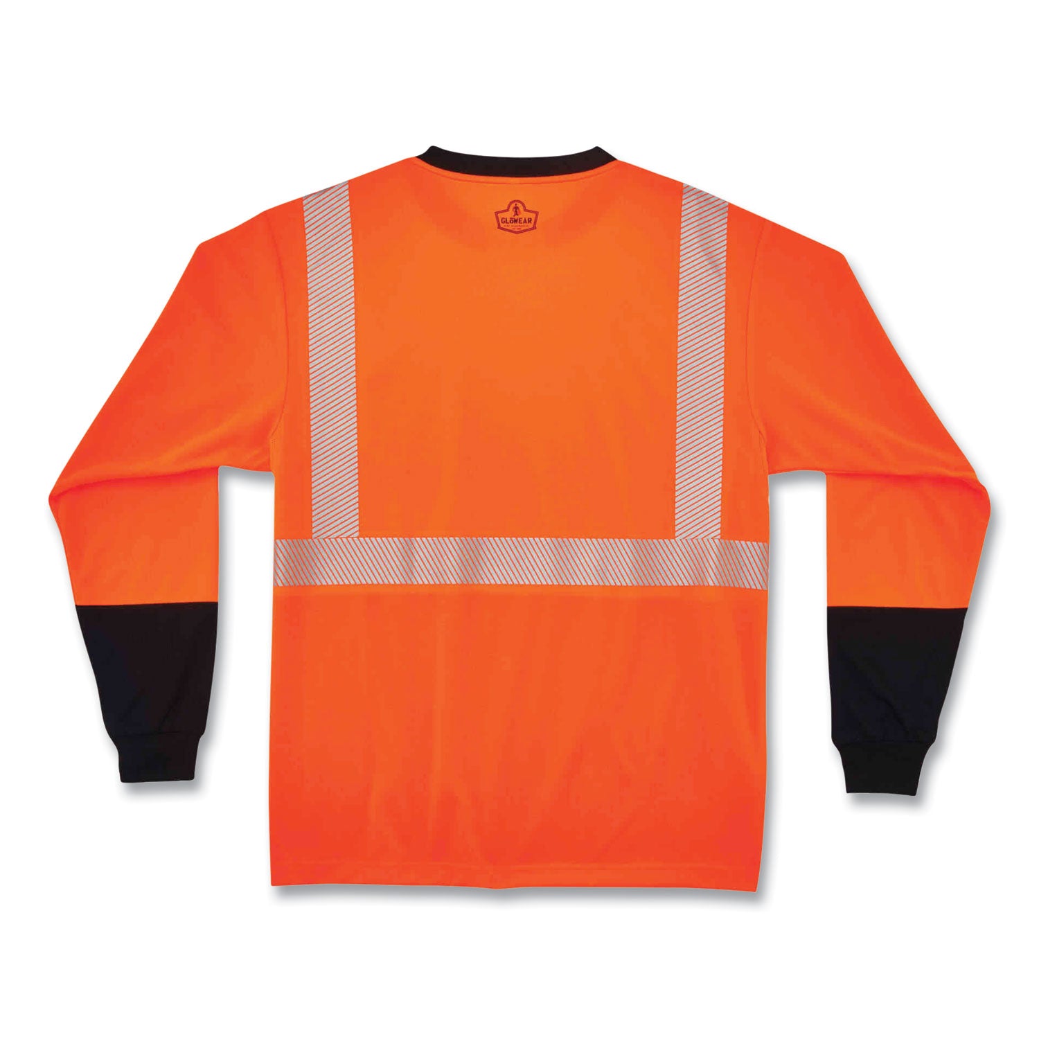 GloWear 8281BK Class 2 Long Sleeve Shirt with Black Bottom, Polyester, Medium, Orange, Ships in 1-3 Business Days