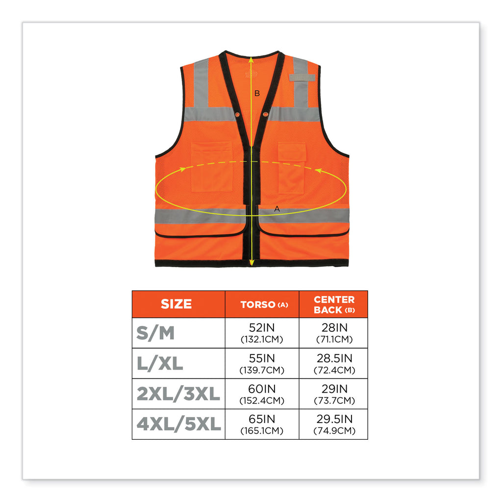 GloWear 8253HDZ Class 2 Heavy-Duty Mesh Surveyors Vest, Polyester, Large/X-Large, Orange, Ships in 1-3 Business Days