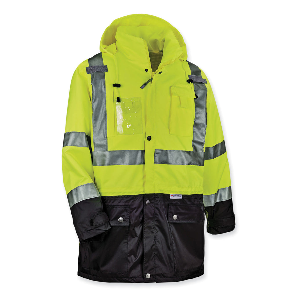 GloWear 8386 Class 3 Hi-Vis Outer Shell Jacket, Polyester, 3X-Large, Lime, Ships in 1-3 Business Days