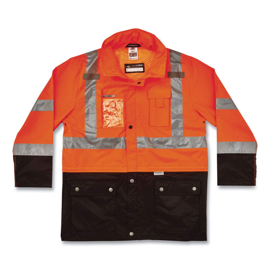 GloWear 8386 Class 3 Hi-Vis Outer Shell Jacket, Polyester, 4X-Large, Orange, Ships in 1-3 Business Days