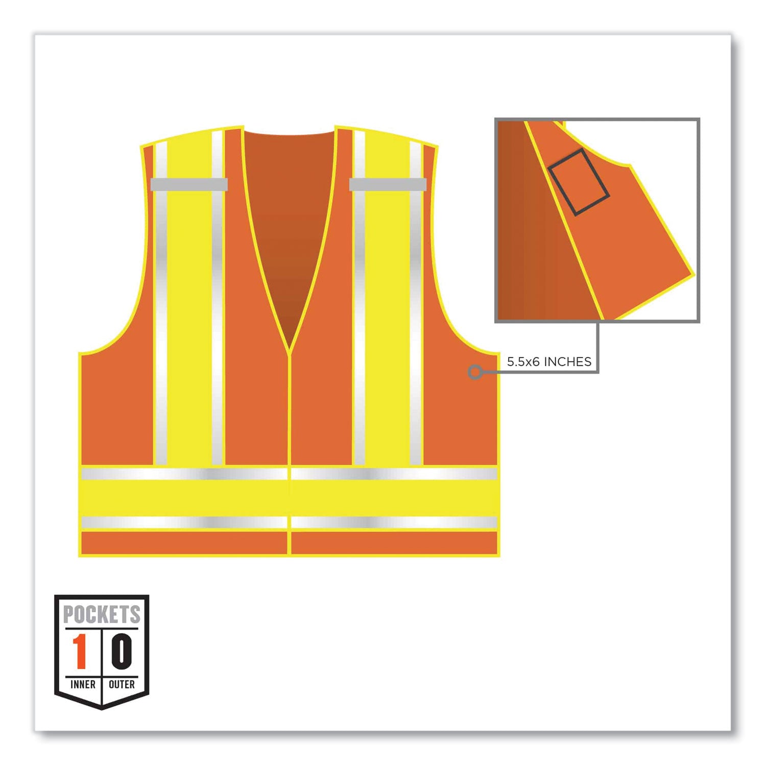 glowear-8245psv-class-2-public-safety-vest-polyester-4x-large-5x-large-orange-ships-in-1-3-business-days_ego23389 - 5