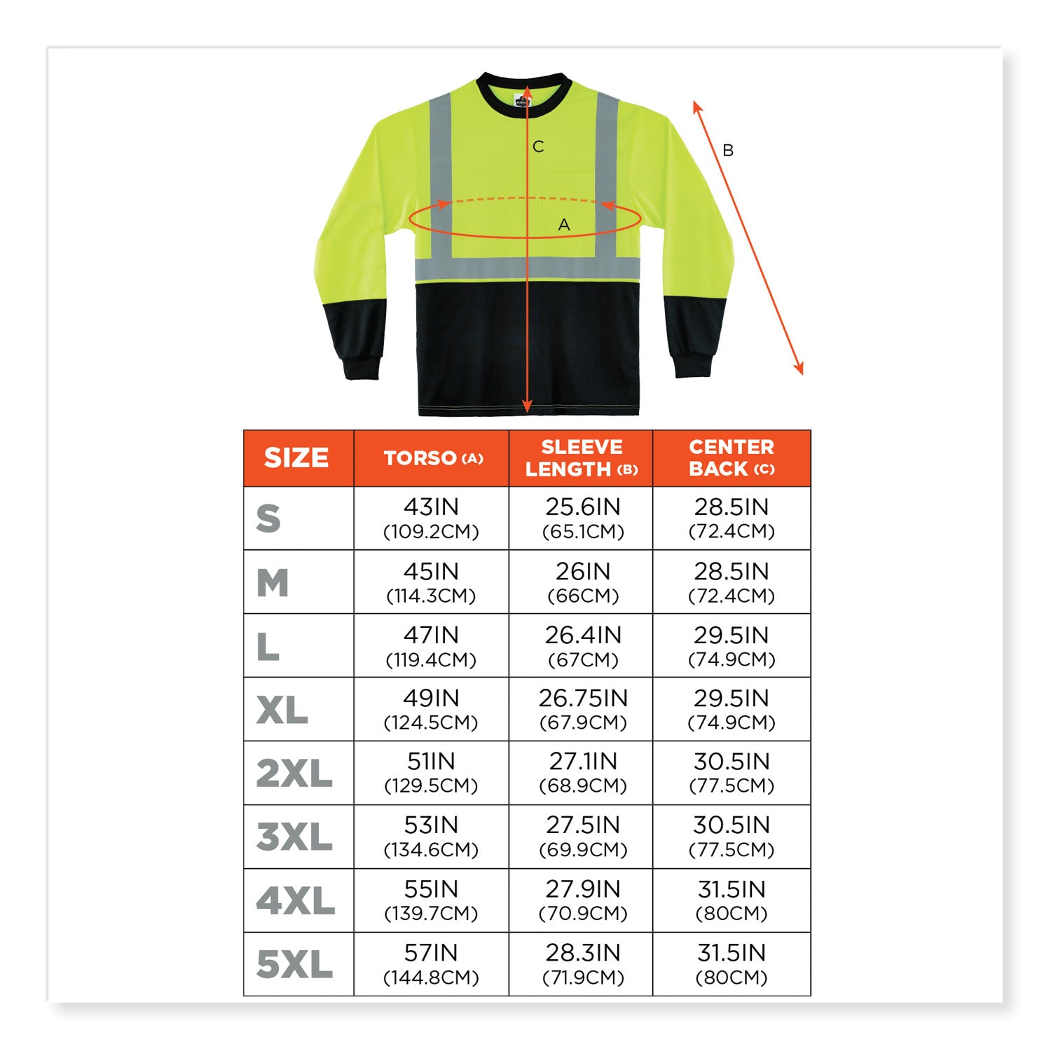 glowear-8281bk-class-2-long-sleeve-shirt-with-black-bottom-polyester-large-lime-ships-in-1-3-business-days_ego22634 - 3