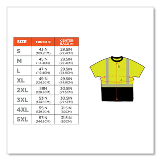 GloWear 8280BK Class 2 Performance T-Shirt with Black Bottom, Polyester, Large, Lime, Ships in 1-3 Business Days