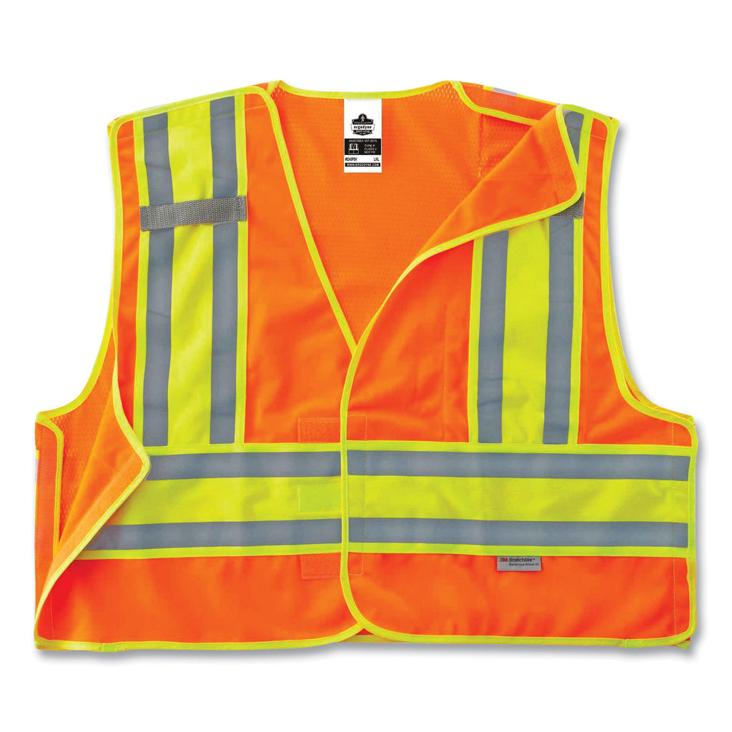 GloWear 8245PSV Class 2 Public Safety Vest, Polyester, Large/X-Large, Orange, Ships in 1-3 Business Days