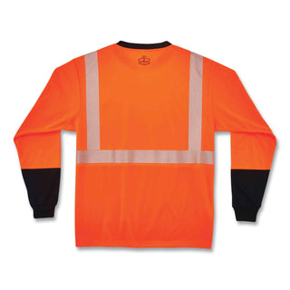 GloWear 8281BK Class 2 Long Sleeve Shirt with Black Bottom, Polyester, Large, Orange, Ships in 1-3 Business Days