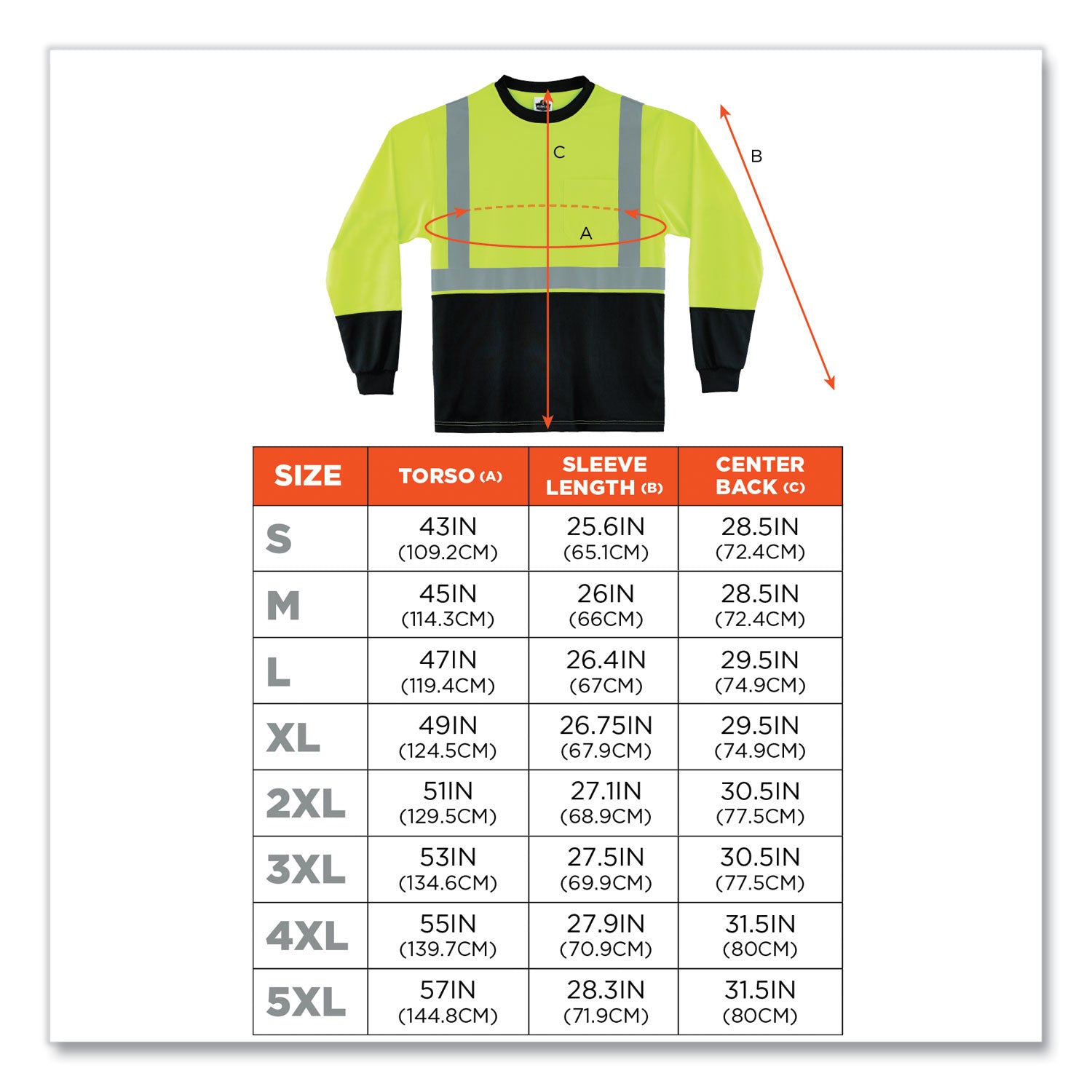 glowear-8281bk-class-2-long-sleeve-shirt-with-black-bottom-polyester-x-large-lime-ships-in-1-3-business-days_ego22635 - 3