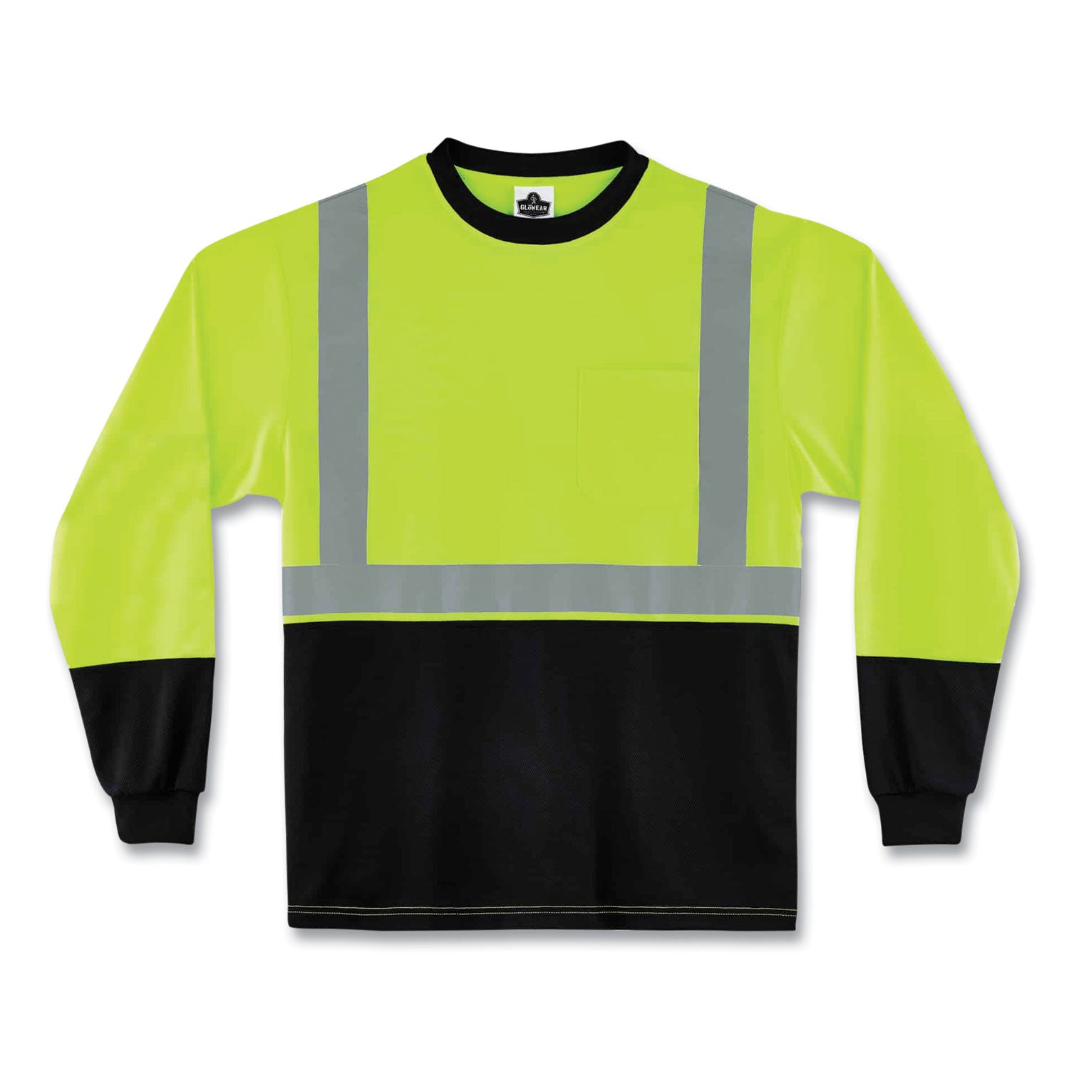 glowear-8291bk-type-r-class-2-black-front-long-sleeve-t-shirt-polyester-medium-lime-ships-in-1-3-business-days_ego22703 - 1