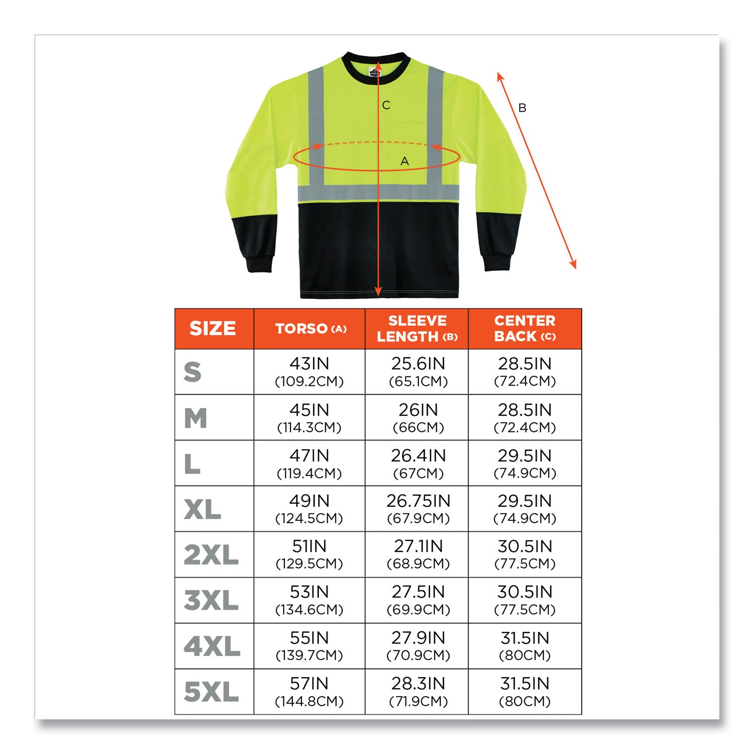 GloWear 8281BK Class 2 Long Sleeve Shirt with Black Bottom, Polyester, Small, Lime, Ships in 1-3 Business Days