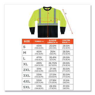 GloWear 8281BK Class 2 Long Sleeve Shirt with Black Bottom, Polyester, Small, Lime, Ships in 1-3 Business Days