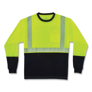 GloWear 8281BK Class 2 Long Sleeve Shirt with Black Bottom, Polyester, 5X-Large, Lime, Ships in 1-3 Business Days