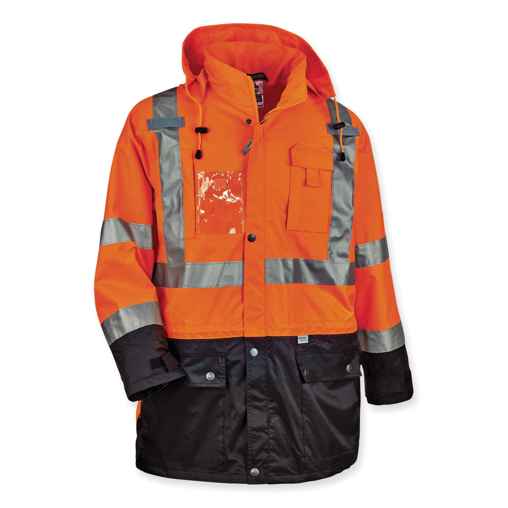 GloWear 8386 Class 3 Hi-Vis Outer Shell Jacket, Polyester, Small, Orange, Ships in 1-3 Business Days