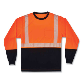 GloWear 8281BK Class 2 Long Sleeve Shirt with Black Bottom, Polyester, Large, Orange, Ships in 1-3 Business Days