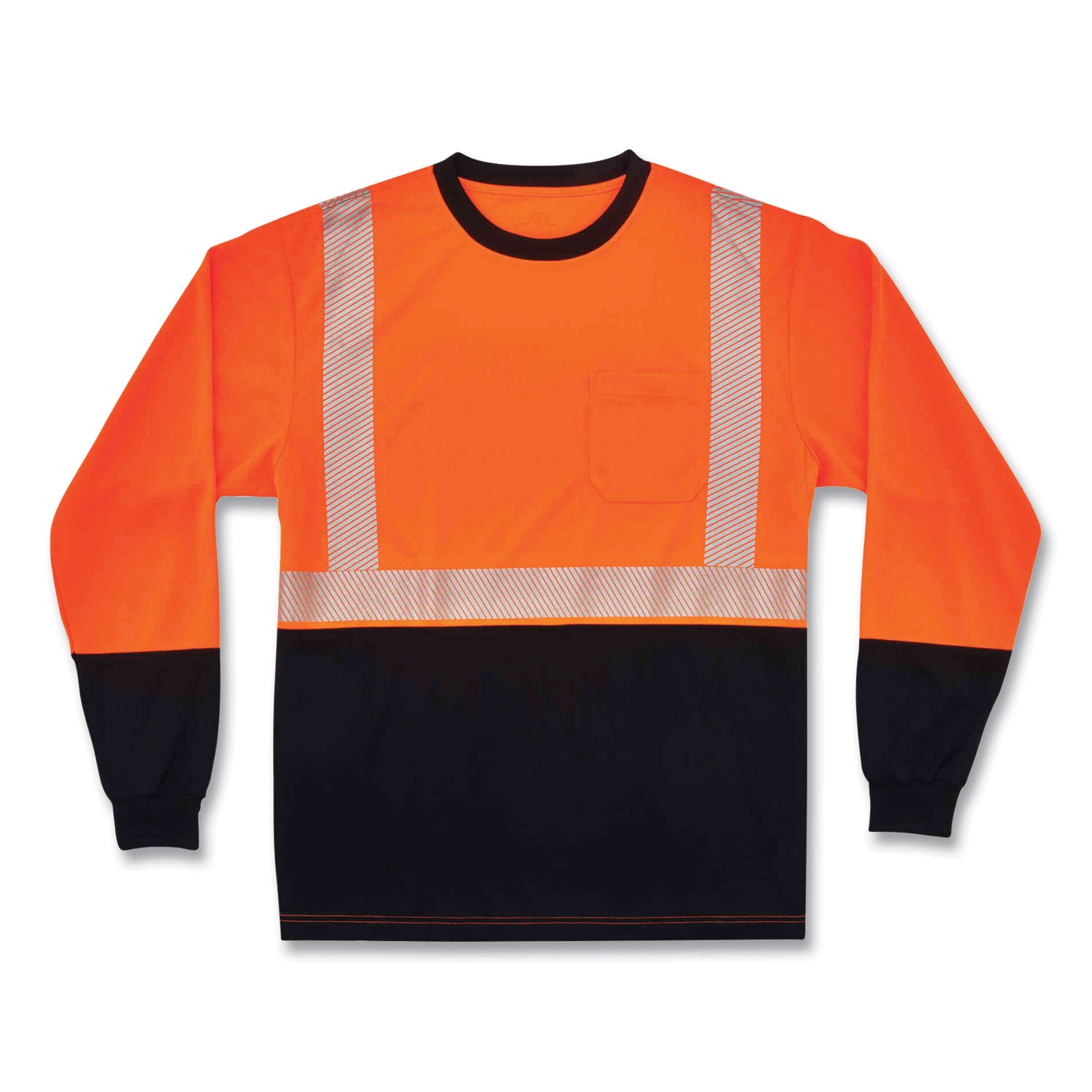 GloWear 8281BK Class 2 Long Sleeve Shirt with Black Bottom, Polyester, Large, Orange, Ships in 1-3 Business Days
