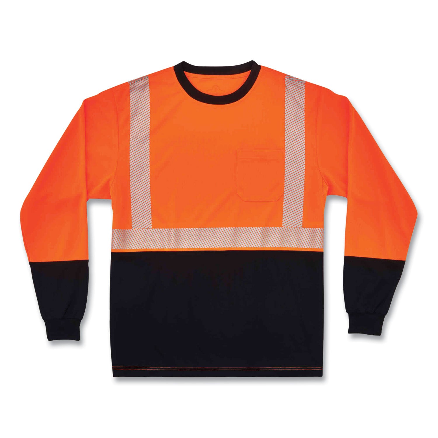 GloWear 8281BK Class 2 Long Sleeve Shirt with Black Bottom, Polyester, 4X-Large, Orange, Ships in 1-3 Business Days