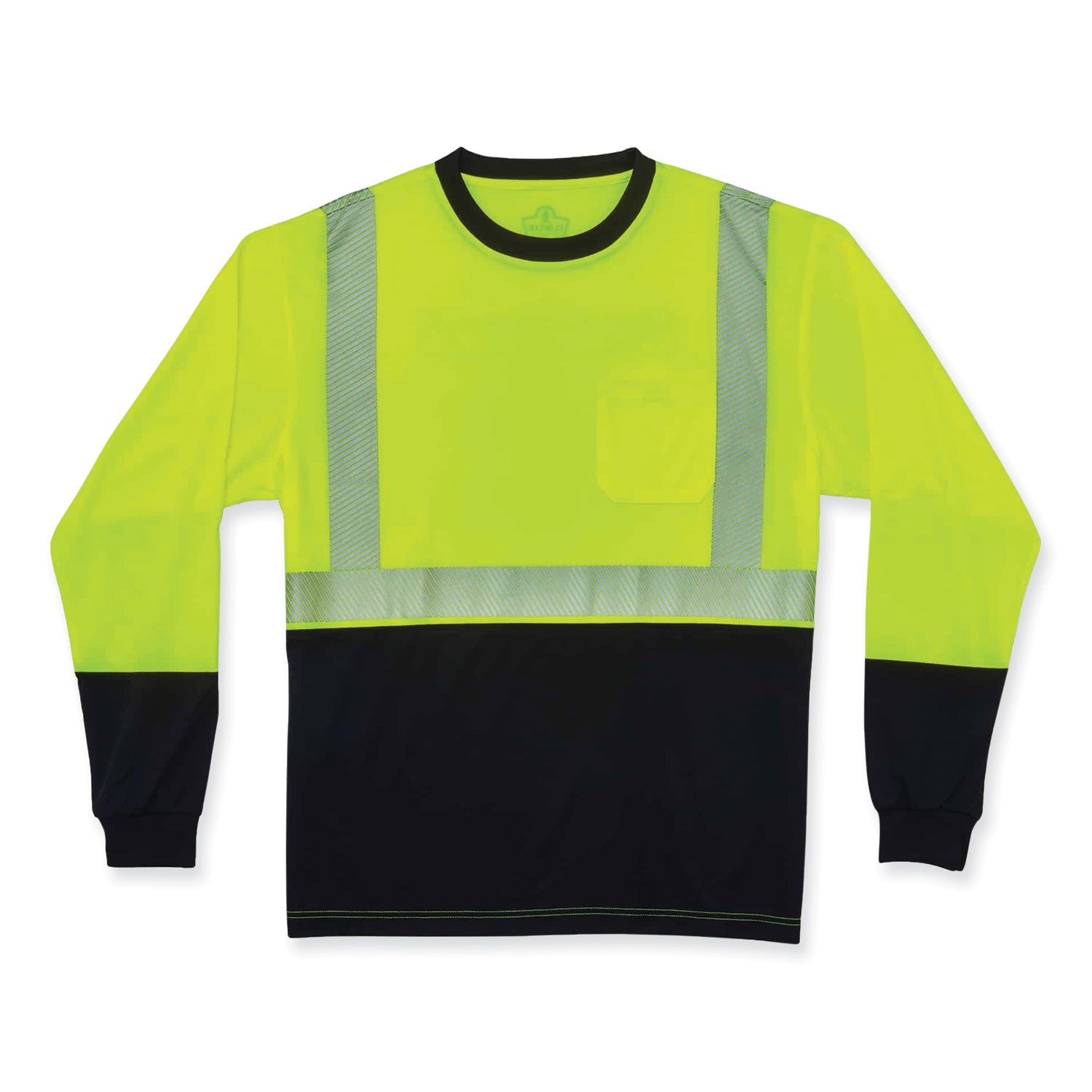 glowear-8281bk-class-2-long-sleeve-shirt-with-black-bottom-polyester-small-lime-ships-in-1-3-business-days_ego22632 - 1