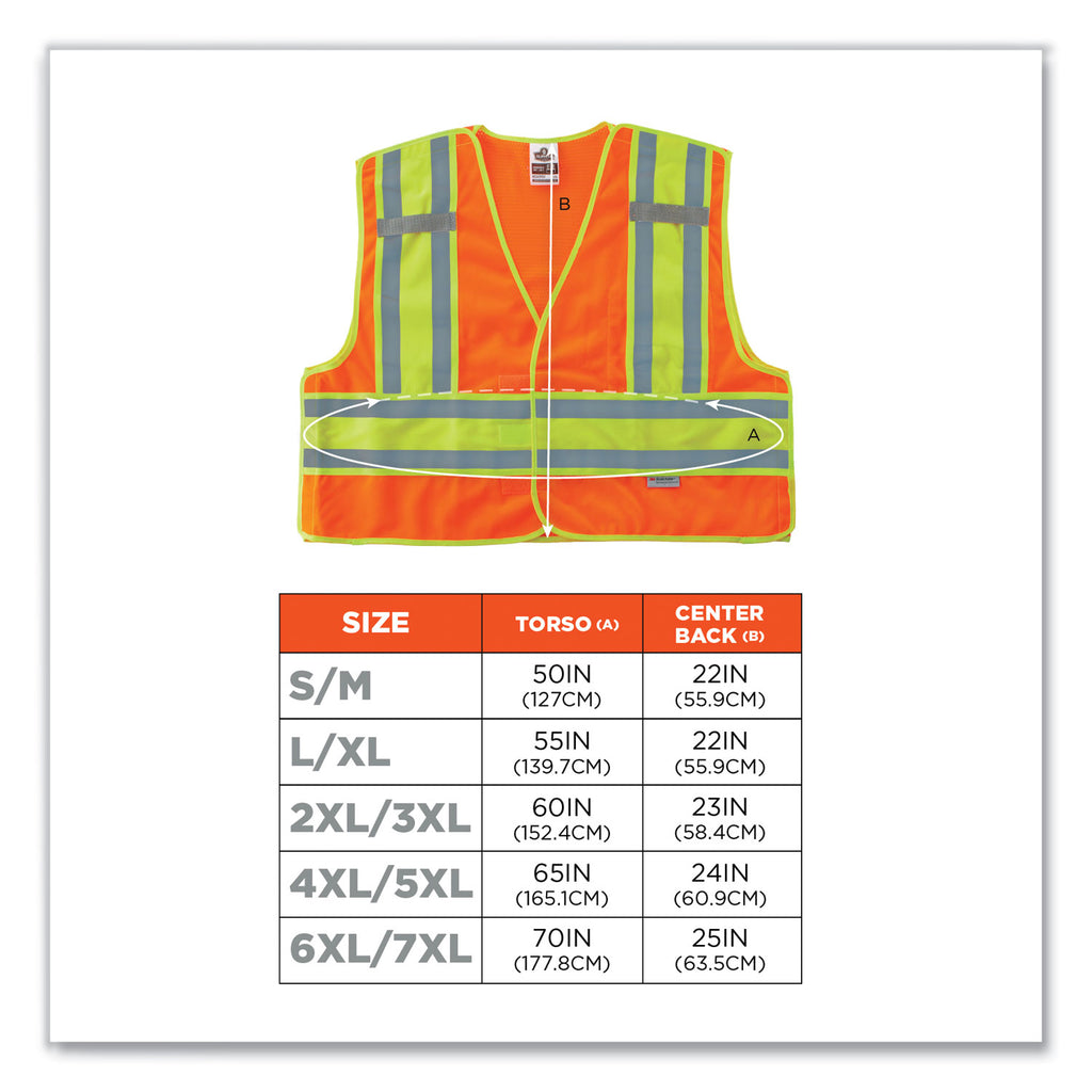 GloWear 8245PSV Class 2 Public Safety Vest, Polyester, Small/Medium, Orange, Ships in 1-3 Business Days