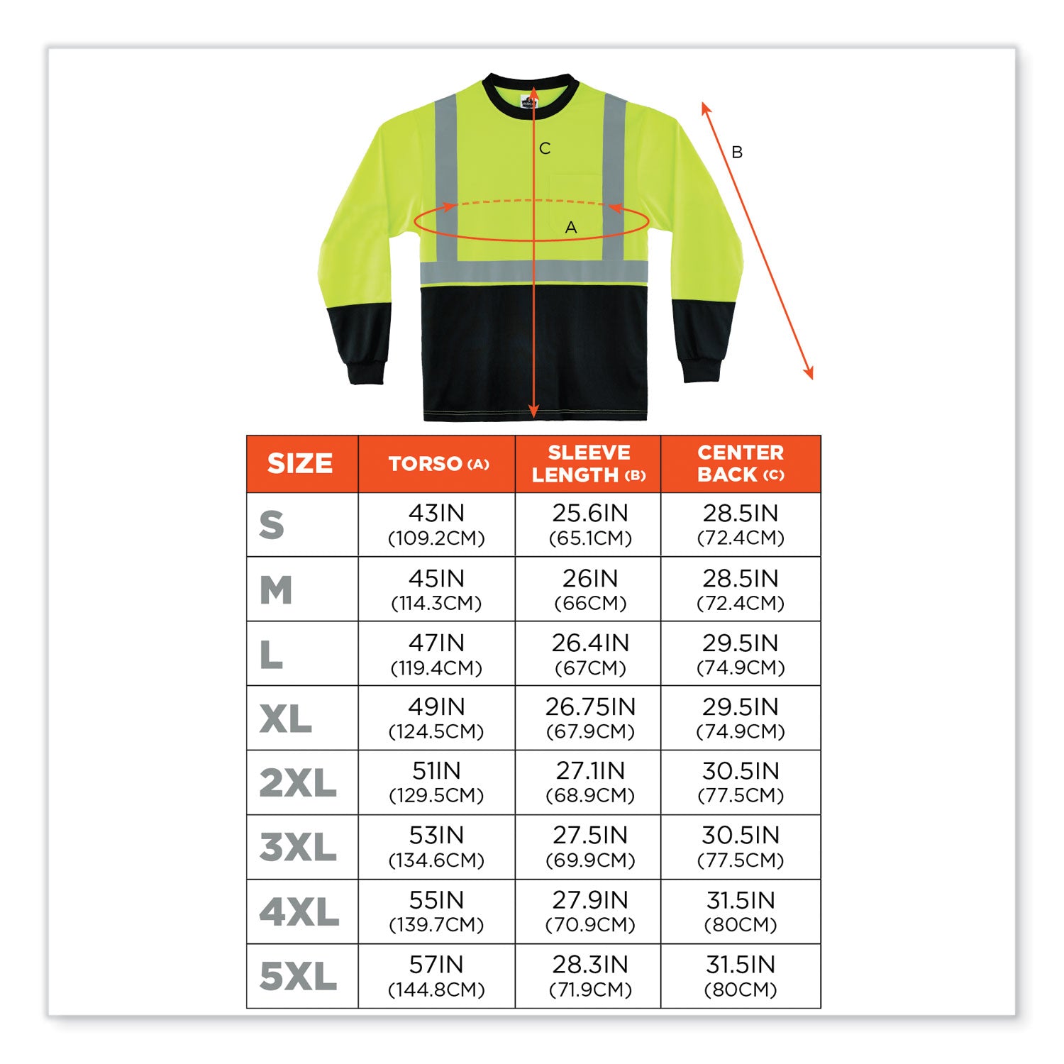 GloWear 8281BK Class 2 Long Sleeve Shirt with Black Bottom, Polyester, Medium, Lime, Ships in 1-3 Business Days