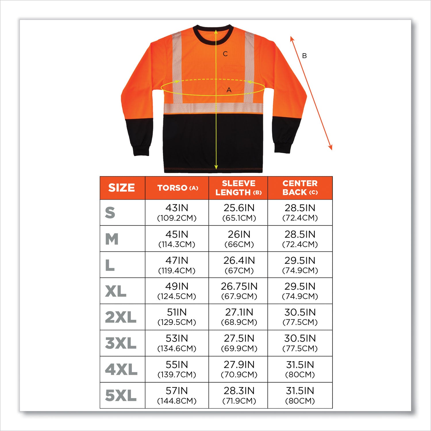 glowear-8281bk-class-2-long-sleeve-shirt-with-black-bottom-polyester-small-orange-ships-in-1-3-business-days_ego22682 - 4