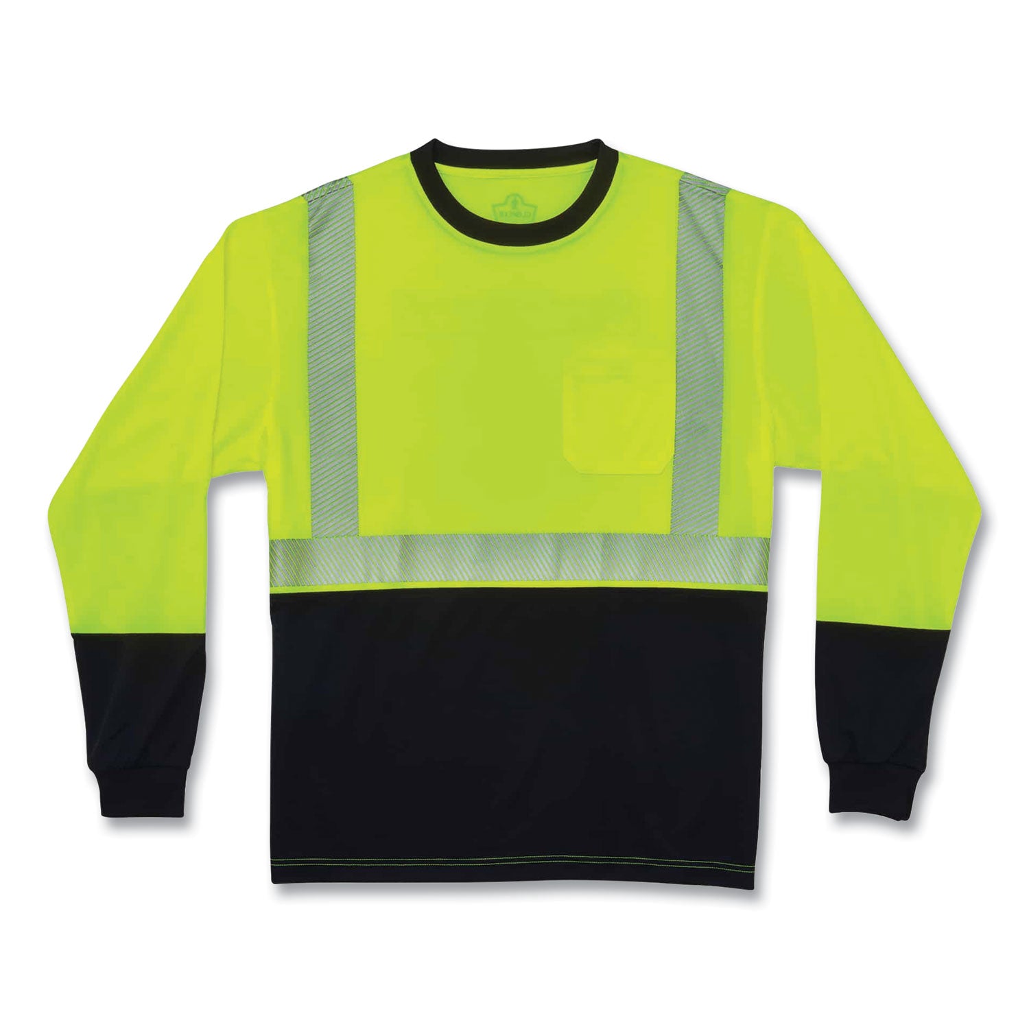 glowear-8281bk-class-2-long-sleeve-shirt-with-black-bottom-polyester-medium-lime-ships-in-1-3-business-days_ego22633 - 1