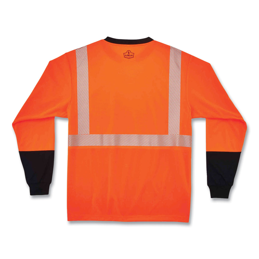 GloWear 8281BK Class 2 Long Sleeve Shirt with Black Bottom, Polyester, 2X-Large, Orange, Ships in 1-3 Business Days