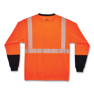 GloWear 8281BK Class 2 Long Sleeve Shirt with Black Bottom, Polyester, 2X-Large, Orange, Ships in 1-3 Business Days