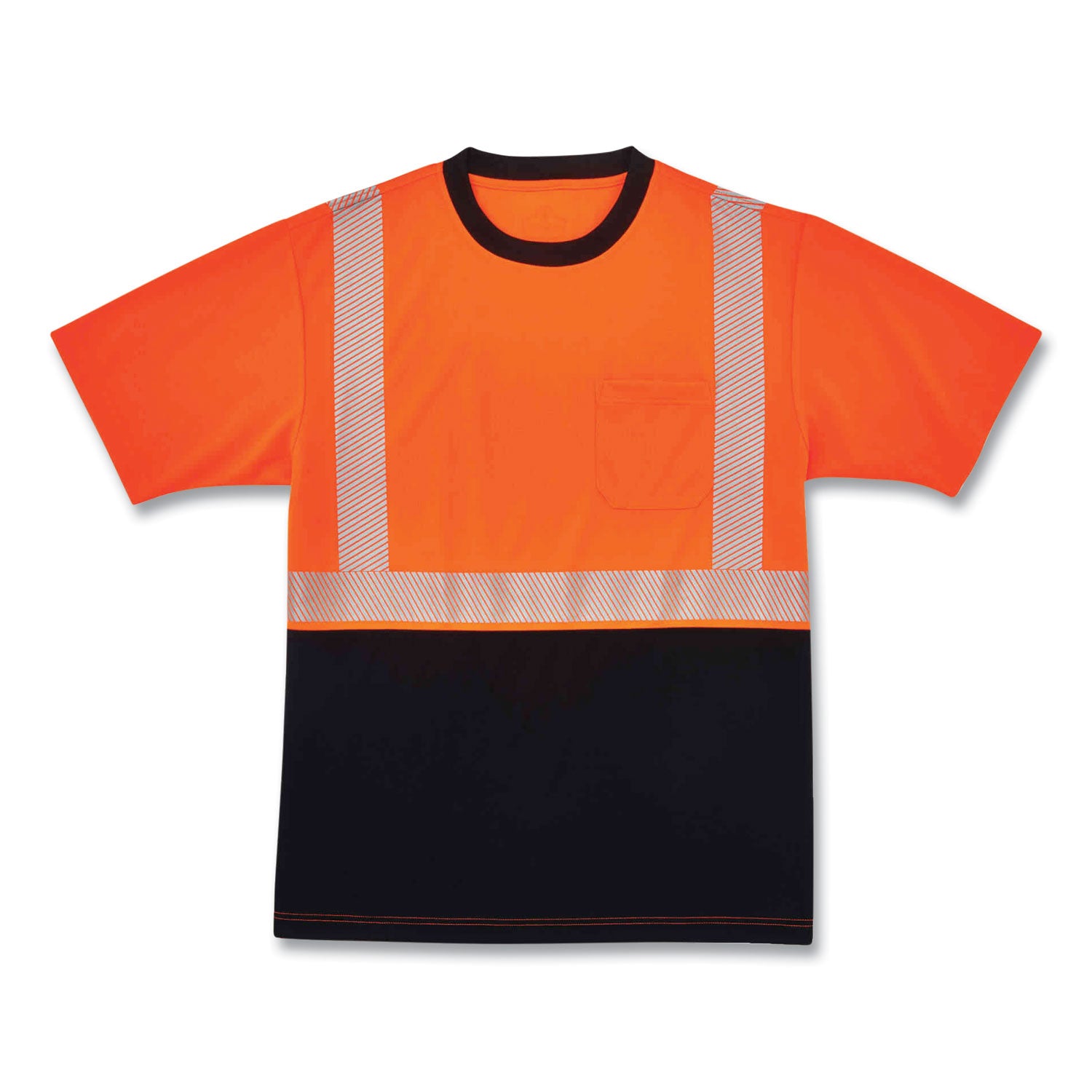glowear-8280bk-class-2-performance-t-shirt-with-black-bottom-polyester-5x-large-orange-ships-in-1-3-business-days_ego22589 - 1