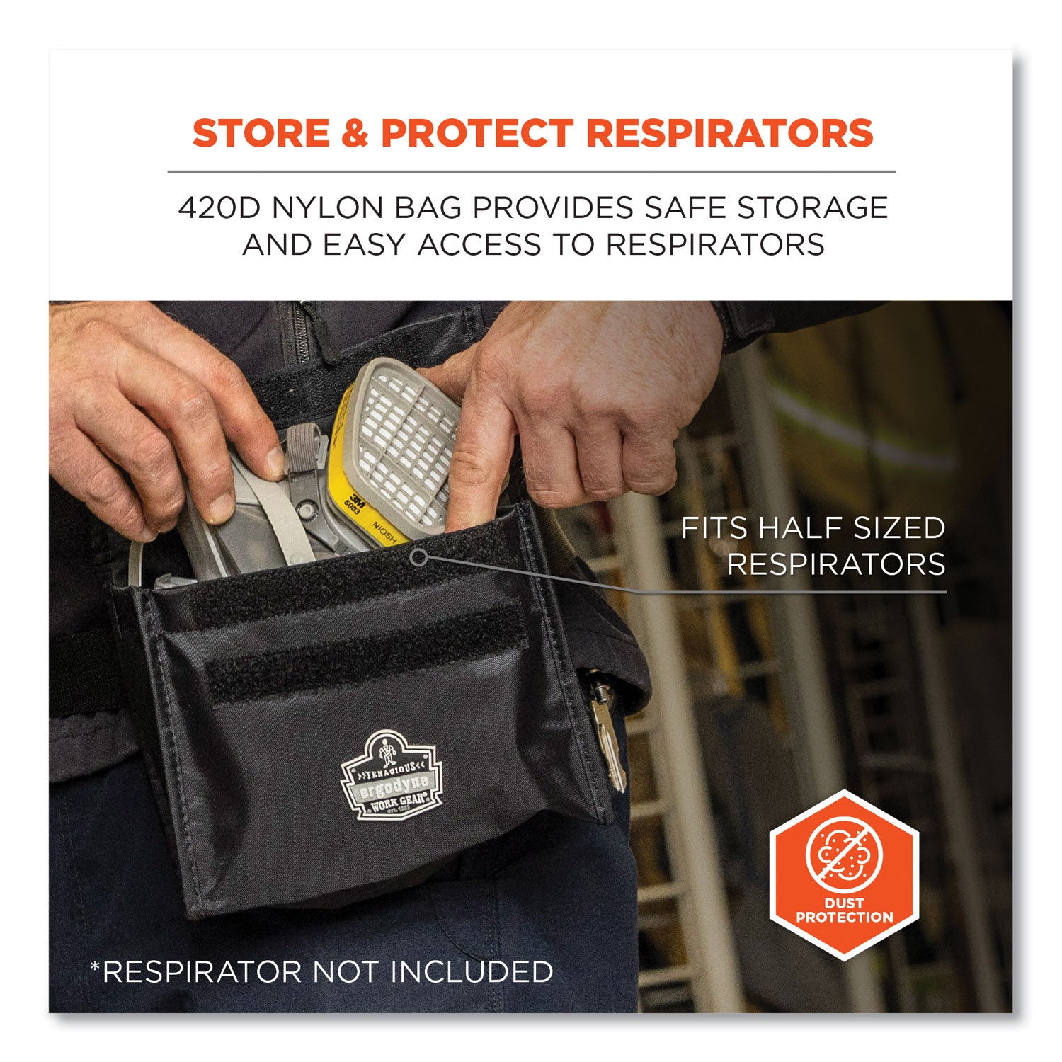 Arsenal 5180 Half Mask Respirator Waist Pack, 8.5 x 3.5 x 6.5, Black, Ships in 1-3 Business Days