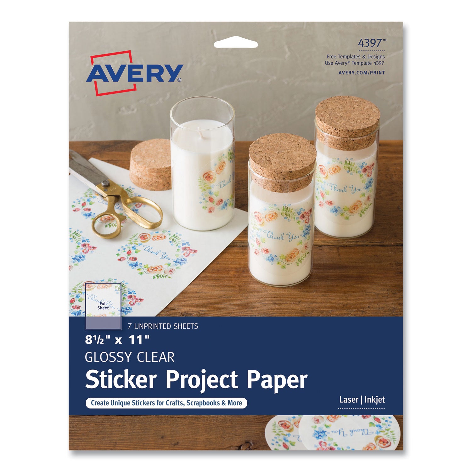 avery-sticker-project-paper-laser-inkjet-multipurpose-labels-11-x-85-glossy-clear-1-label-sheet-7-sheets-pack_ave4397kbf - 1